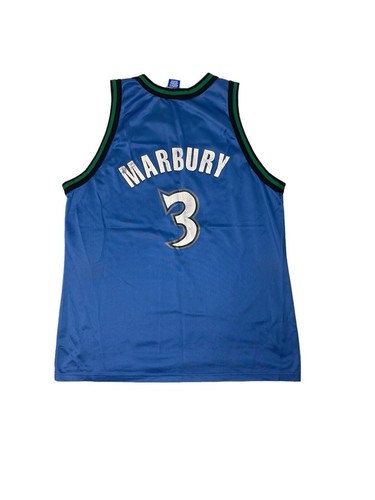 Vintage Champion Jersey Minnesota Timberwolves #3 Stephon Marbury Size Large NBA - Foto 2 di 6