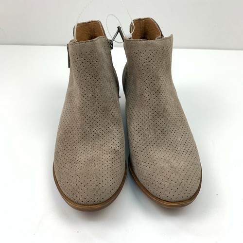 Stivaletti Lucky Brand Bayley 2 scamosciati traforati cerniera boho marrone taglia 6,5 - Foto 4 di 10