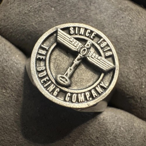Anillo de sello de plata de ley con poste tótem de peltre THE BOEING COMPANY - Imagen 2 de 3