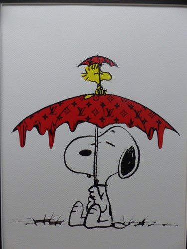 DEATH NYC "GERAHMT" Lithografie ltd. edition C.O.A. "Snoopy Woodstock chilling" - Bild 1 von 11
