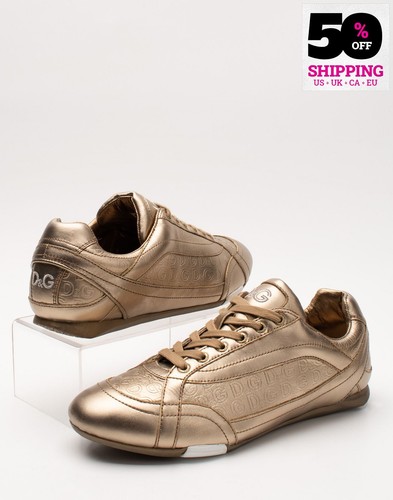 RRP€380 D&G DOLCE & GABBANA SPIDER Leather Sneakers US6 UK5 EU39 Metallic
