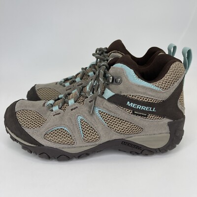 Merrell Women's Yokota MID Waterproof Brown Hiking Boots Sz