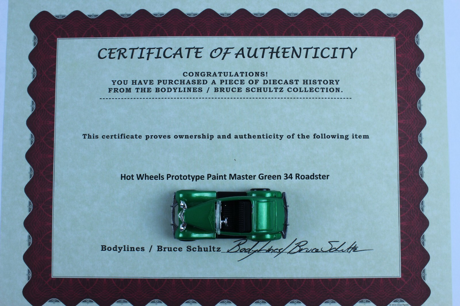 Hot Wheels projootipo maestro de pintura verde'34 Roadster de Bruce Schultz Hot Wheels projootipo maestro de de de pintura verde'34 Roadster de Bruce Schultz Entrega gratuita y rápida disponible.