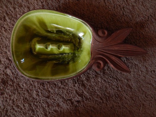 1963 Green Treasure Craft Hawaii Aschenbecher & Schmuckschale in Ananasform - Bild 5 von 9