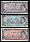 1954 $10.00 $5.00 Broken Ladder $2.00 Canada Qeii Ten Five Two Dollars Nice Set