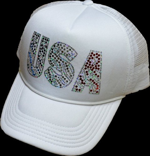 Cappello da damigella d'onore I Love USA Bling Cap glitter scintillante - Foto 2 di 2
