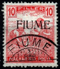 ✔️ FIUME 1918. SASSONE 8aa 10f VERMIGLIO MACHINE OVERPRINT VERY FINE CV 5 000 €,