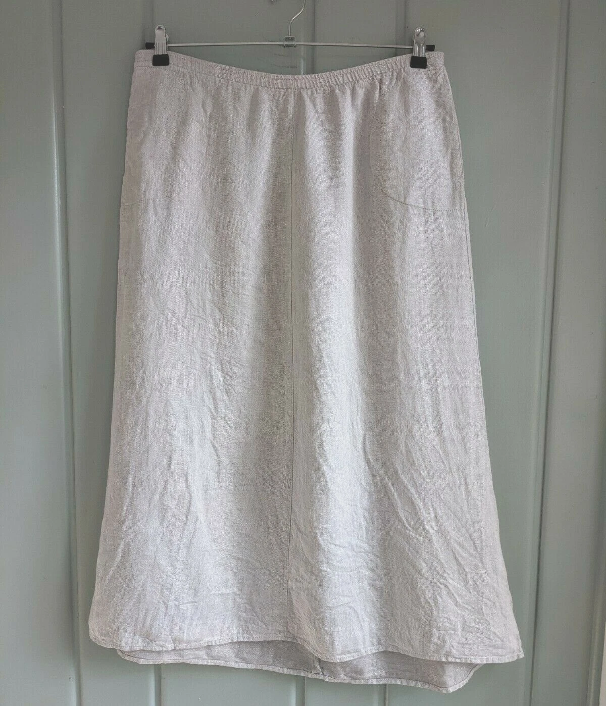 J Jill Womens Medium Maxi Skirt Linen M 8 10 A-Line Pull On Elastic Pockets Gray