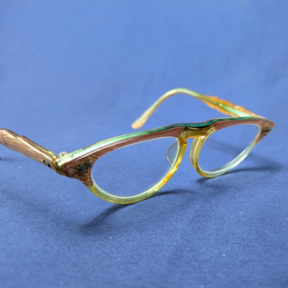 Vintage Art Craft Cat-Eye Style Horn Rim Glasses w/Iridescent Frame – 1950s - Image 2 of 4