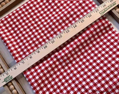 Red And White Gingham Check Cotton Woven Fabric By The Yard - Picture 2 of 4