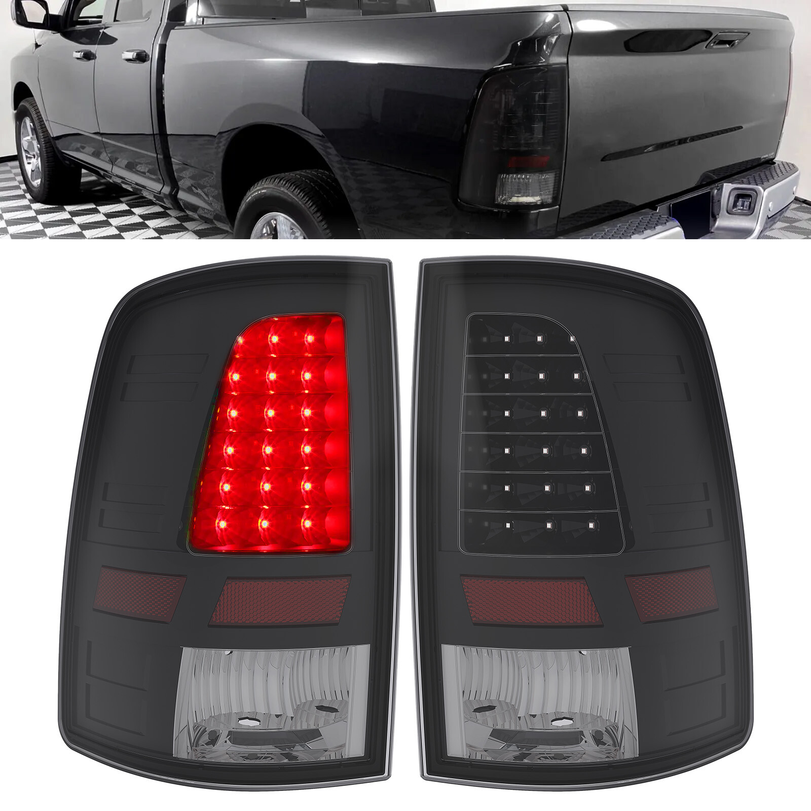 Для 2009-2018 Dodge Ram 1500 2500 3500 светодиодных черных задних фонарей Стоп-сигналов Пара