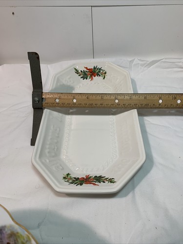 Plato de pan vintage Pfaltzgraff Navidad 12"x6,75" piedra de hierro blanco - Imagen 10 de 10