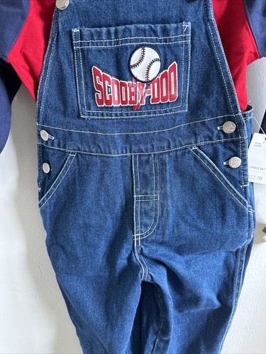 Cartoon Network Scooby Doo Wear Blue Denim Overalls & Shirt Baseball Size 4T NEW - Picture 7 of 15