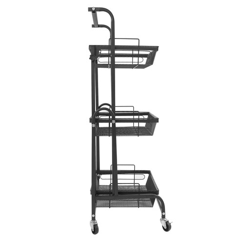 3-Tier Adjustable Metal Rolling Utility Cart, Multi-Functional Storage Cart - Picture 7 of 20
