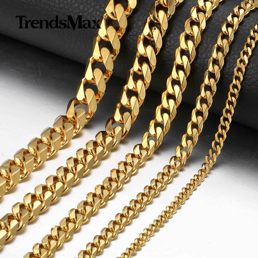 Stainless Steel Cuban Curb Chain Gold Plated 16 30