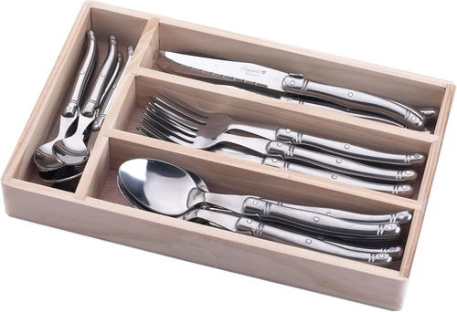 Laguiole by Flatware Set. Stainless Steel, Wooden Drawer Organizer, 24 Pieces - Picture 12 of 12
