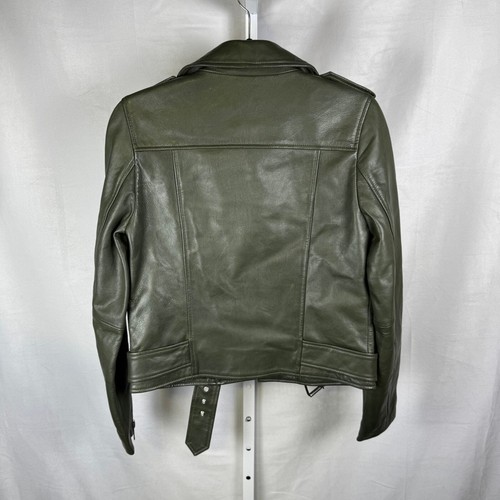 Giacca donna Walter Baker NUOVA 100% pelle di agnello oliva biker full zip XS - Foto 8 di 13