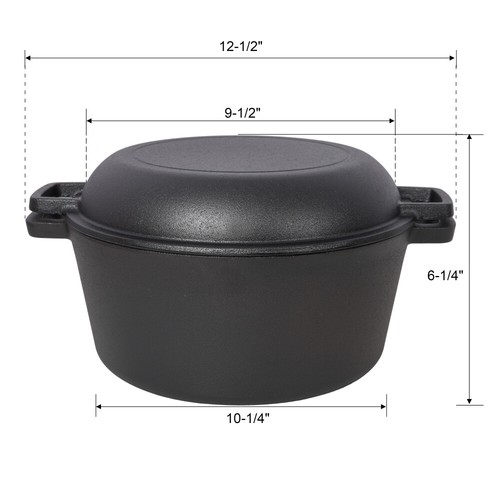 2 in 1 Pre-Seasoned Gusseisen Dutch Oven mit 1 Stück Eisen Topfgestell für Camping - Bild 11 von 11