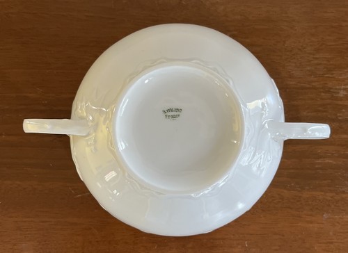 Haviland Ranson All White Scalloped Flat Cream Soup Bowl Double Handle - Picture 6 of 11