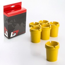 6x Aschenbecher Sturmaschenbecher rauchfrei Getränkehalter gelb Kunststoff