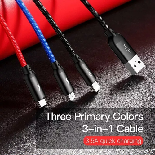 1x Baseus 3 in 1 USB Fast Charging Cable 3.5A Charge Cord for iPhone Android NEW - Picture 11 of 11