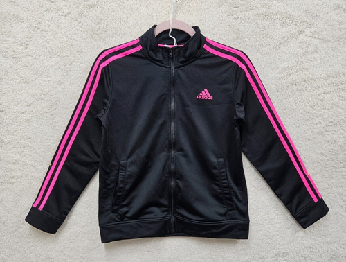 Adidas Girls Jacket Extra Large Black 100% Polyester Long Sleeve Full Zip Active