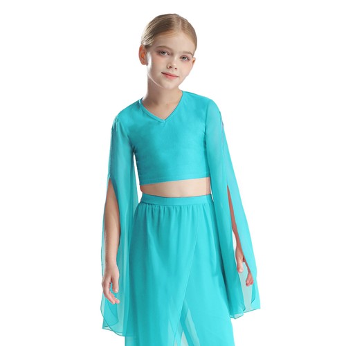 Girls Shirts Performance Short Blouse Yoga Crop Tops Exercise Dancewear Active - 第 56/68 張圖片