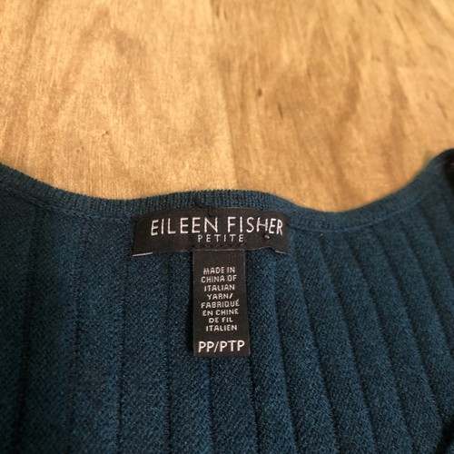 NWOT Eileen Fisher 100% Wool Deep Aqua Pleated Dress Italian Yarn Petite Small - Picture 4 of 8