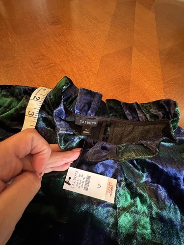 Stunning Velvet Long Sleeve Dress size 12 in Green and Blue Gradient Talbots - Bild 5 von 6