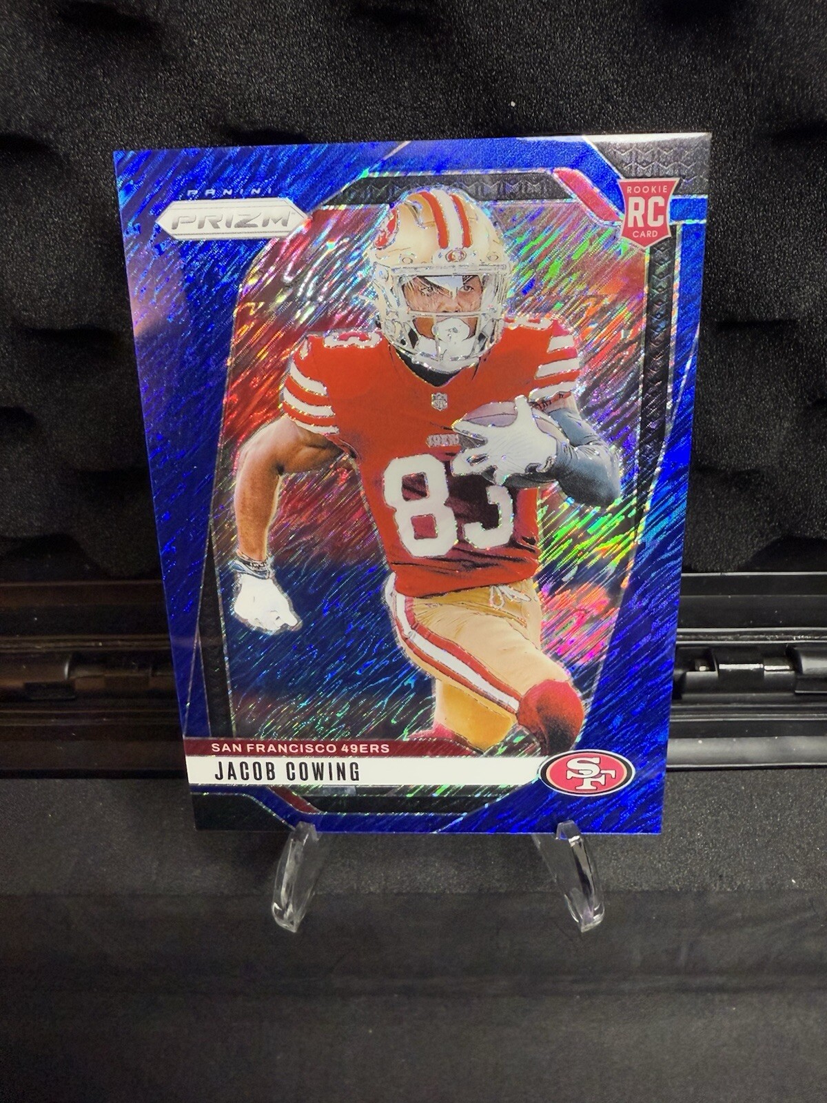 2024 Panini Prizm JACOB COWING #335 Rookie FOTL Blue Shimmer /25 49ers RC