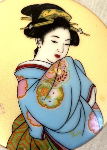 OLLA BARATIJA PORCELANA JAPONESA CON GEISHA Y CIGÜEÑAS - Imagen 2 de 4