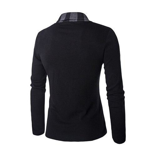 Maglione da uomo casual giacca a maglia cardigan colletto vestibilità sciolta top cappotto outwear - Foto 8 di 10
