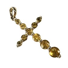 Pendant Cross 925 Silver with Citrine Stones