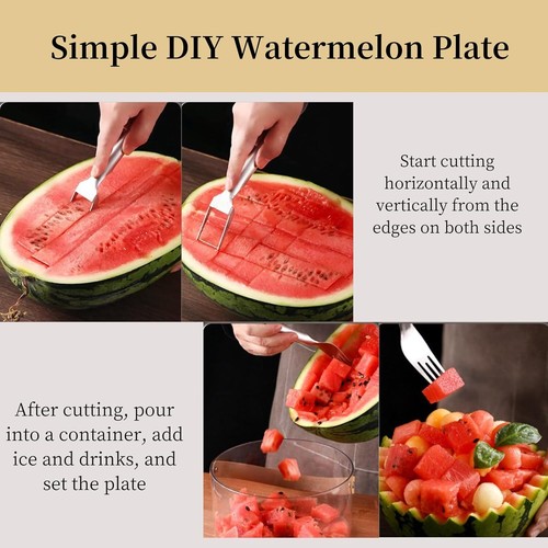 2-in-1 Dual Head Stainless Steel Watermelon Slicer & Fruit Fork Tool - Picture 3 of 7
