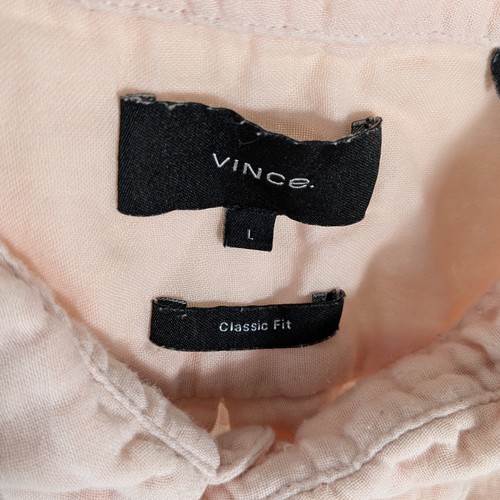 Vince Men's L Large Long Sleeve Light Pink Flannel Super Soft Button Down Shirt - Picture 4 of 7