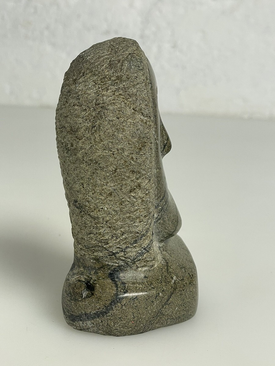 Vintage Inuit Carving Carved Stone Figure Eskimo 1973 Signed