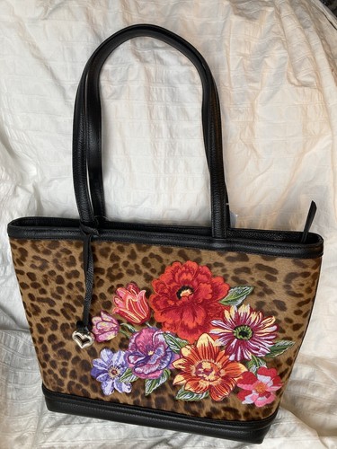 BRIGHTON Lex Tasche Uptown Punkte schwarz Leder bestickt Blumen H37823 - Bild 1 von 5