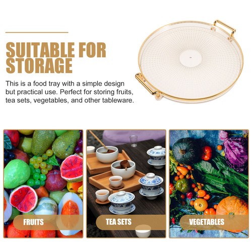 Countertop Tray Desktop Tea Cup Gold-edged Round Decorative for Kitchen - Picture 11 of 12