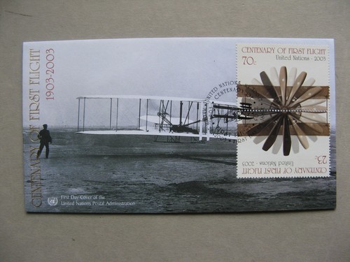 UNITED NATIONS NY, cover FDC 2003, pair first flight Wright Brothers aviation - 第 1/1 張圖片