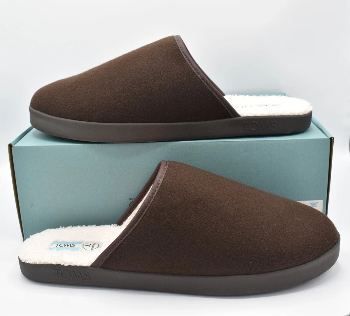 Toms Mens Size 14 Harbor Chocolate Brown Two Tone Repreve Felt Slip On Slippers Tom main image 4