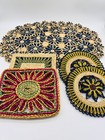 Vintage Straw Woven Trivets Hot Pads Place Mats Kitchen Wall Art Boho Lot 6