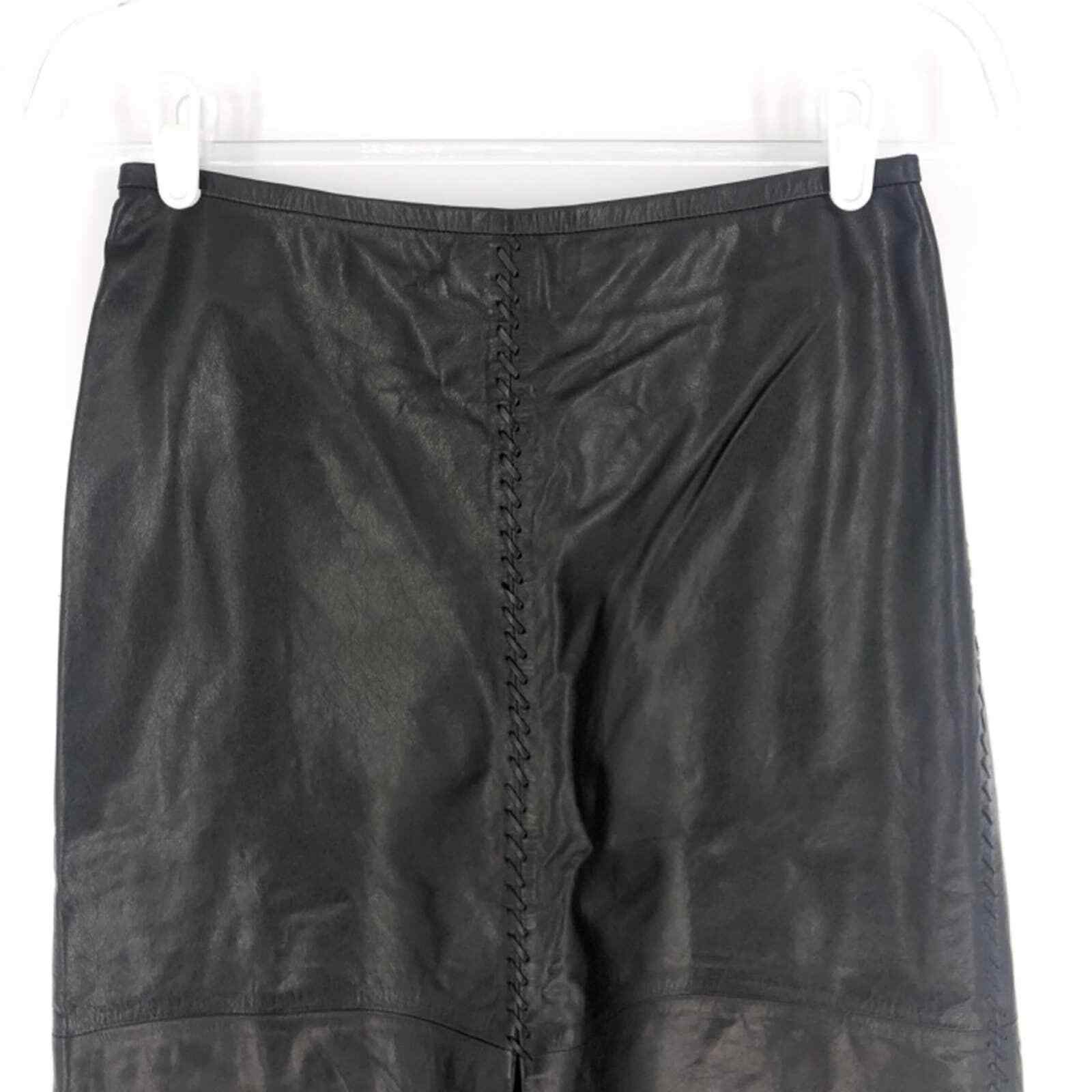 Banana Republic Genuine Leather A-Line Skirt 6 - image 2