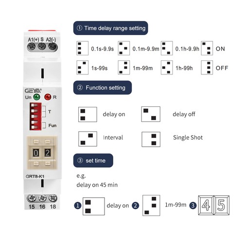GEYA On Off Delay Timer Relay Digital Setting AC/DC12V-240V Power On & Off Delay - Picture 7 of 16