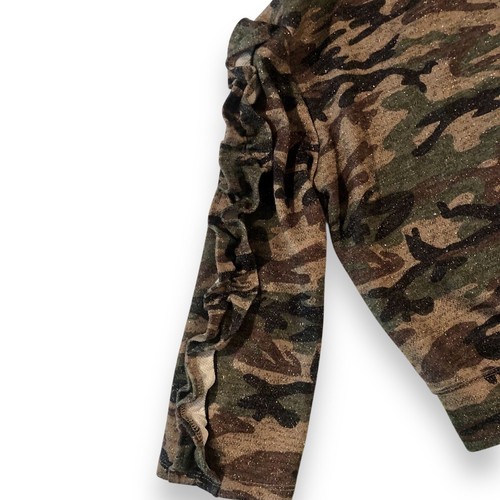 Long Sleeve Double Ruffle Sparkle Camo Shirt Medium by Moon & Stars Medium - Picture 4 of 5