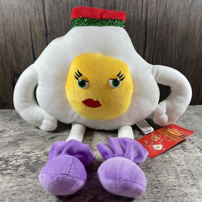 Rare Denny's Grand Slam Breakfast Egg Plush Stuffed 16'' Holiday Edition