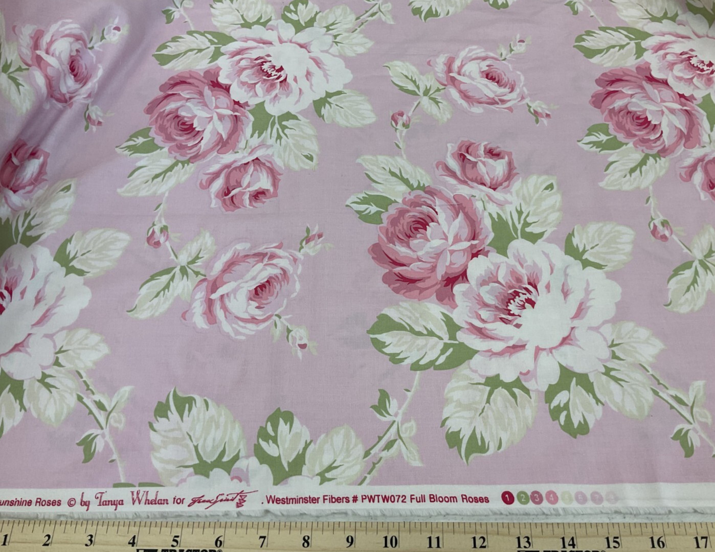 FREE SPIRIT FABRICS-SUNSHINE ROSES #PWTW072-FULL BLOOM ROSES BY TANYA WHELAN-3/8