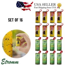 16 Fly Insect Catcher Paper Sticky Glue Bug Trap Killer Strong Roll Tape Strip