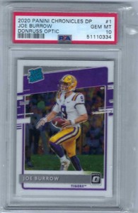 2020 Chronicles Donruss Optic Draft Picks Joe Burrow PSA 10