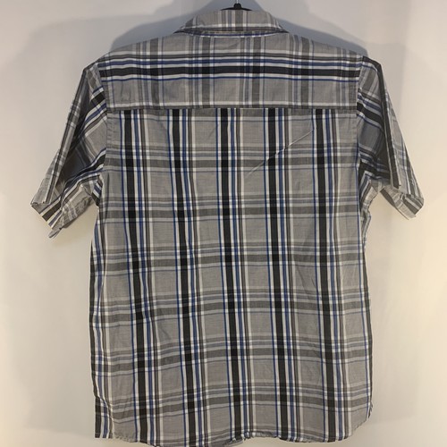 Hawks Gray/Black/Blue/White Youth Boys Plaid Button-Up Short Sleeved XL #770 - Picture 9 of 10
