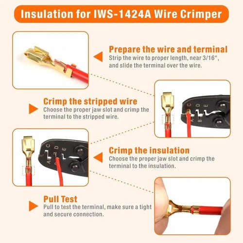 Herramienta de alicate crimpadora de terminal de barril abierto IWISS IWS-1424A para terminal estilo Molex - Imagen 4 de 5